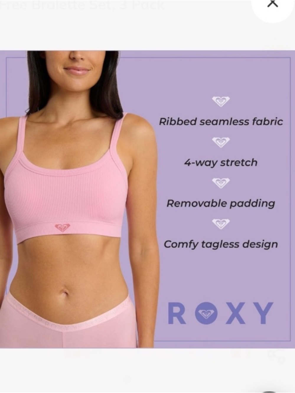 ROXY🏄♀️ Ribbed Padded Bralette - Picture 3 of 12